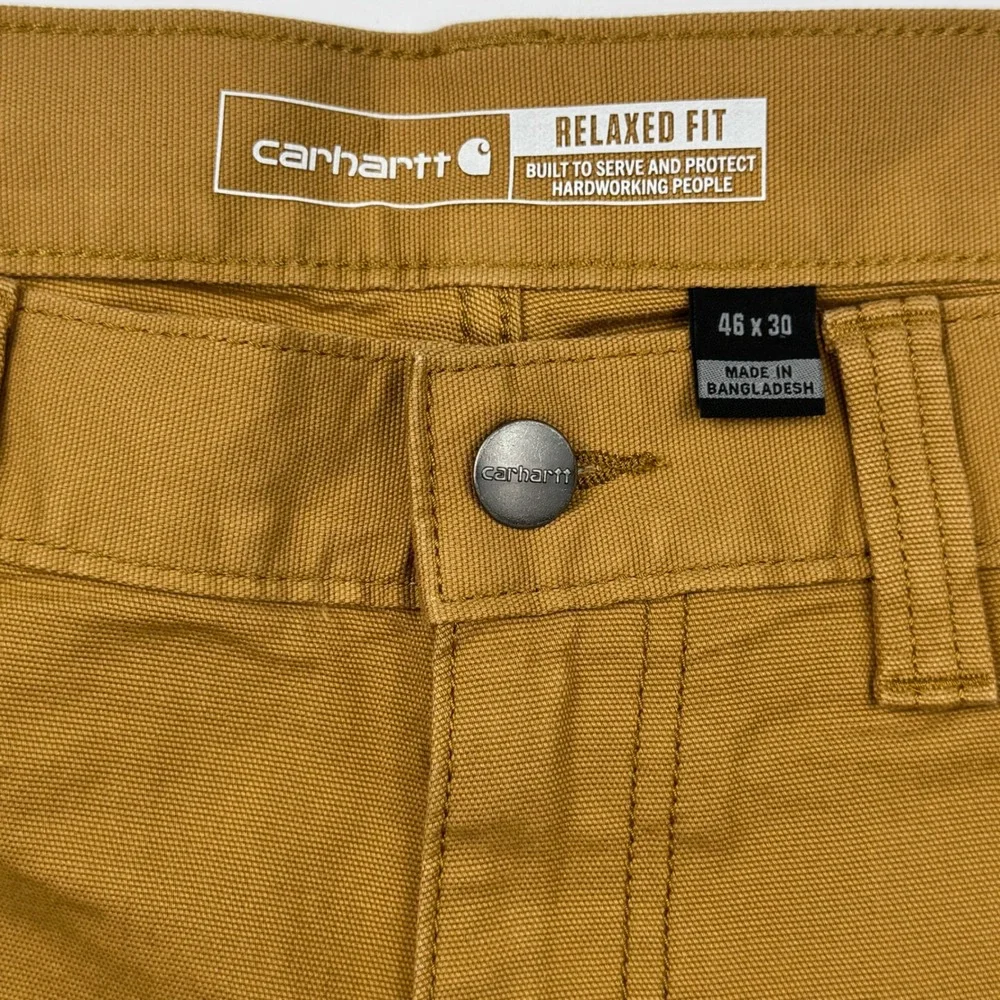 Carhartt Rugged Flex Pants 46x30 Canvas Workwear Relaxed Fit BN2517-M Brown Tan